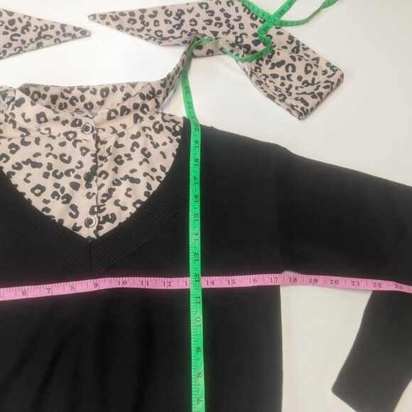 NWT River Island Size *8 (XS) Black Sweater w/ Leopard Dickie and Attached Scarf - Picture 11 of 14